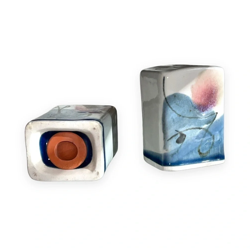 Ceramic Studio Pottery Salt and Pepper Shakers Handmade Geometric‎ Art 2x3